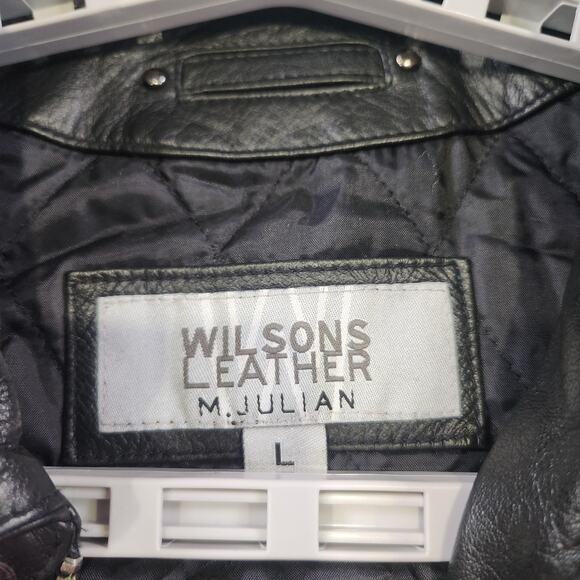 Wilsons Leather Jacket Mens Large Genuine Leather Julian Quilted Lined Black - Picture 6 of 15